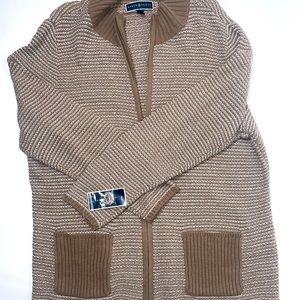 Karen Scott Tan Zip Up Sweater XL